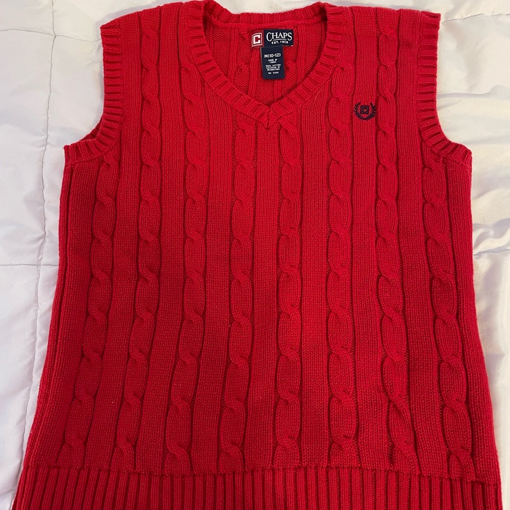 Chaps Red Sweater Vest | Red | Size L